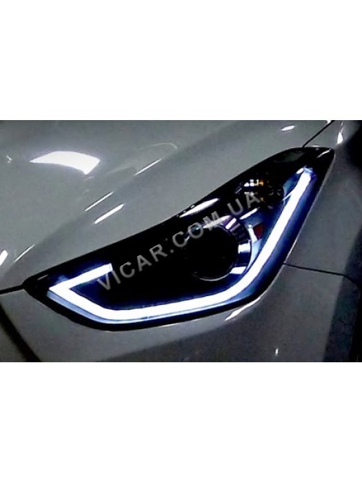Передняя led оптика в черном цвете Elantra 2010+...